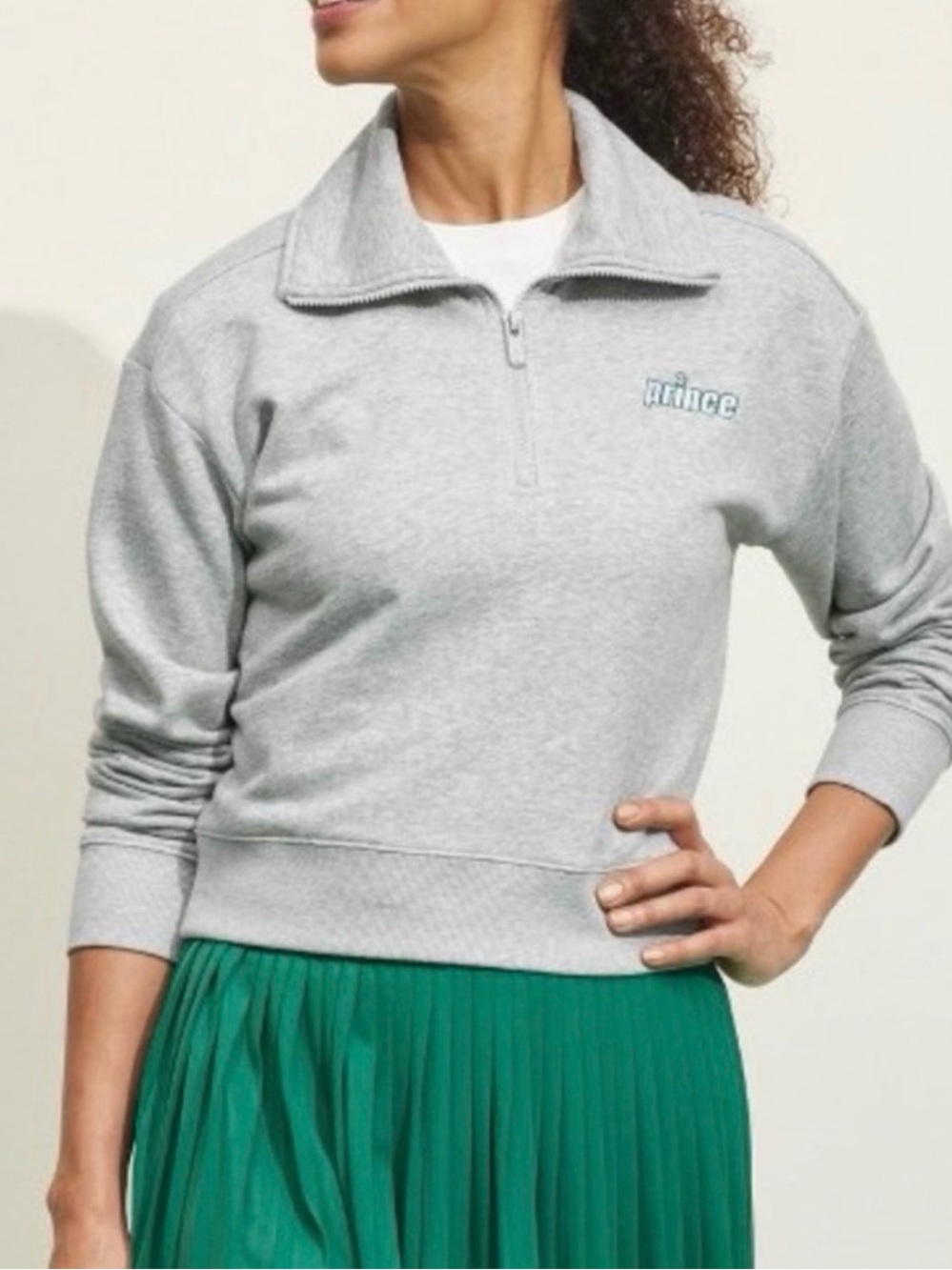 Prince Pickleball Light Gray Quarter-Zip Sweatshirt -0158
